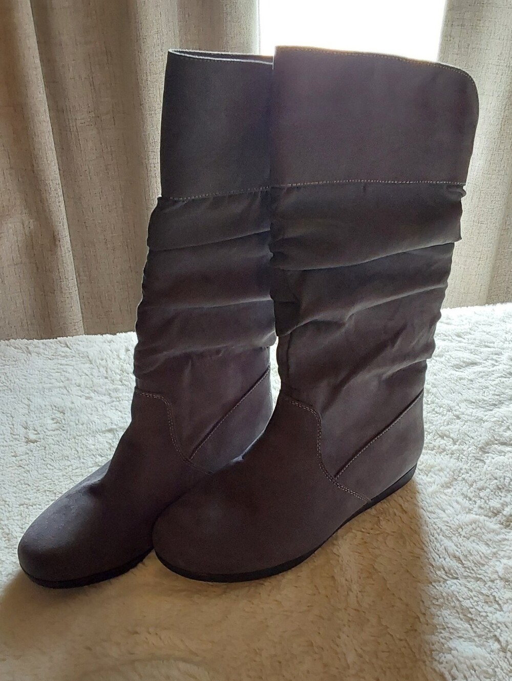 🌺 NEW St. John's Bay Gray "KORBA" Faux Suede Slouch Boots